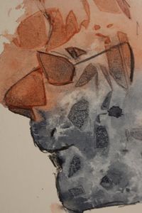 Mann mit Brille (Aquarell mit Frischhaltefolie)